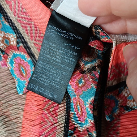 Chico's Travelers Tunic‎ Top 12/14 Large Lightweight Paisley Stretch Boho Bright - Picture 12 of 12